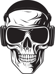 Futuristic Skull Emblem VR Logo Design Virtual Reality Skull Art Graphic Concept