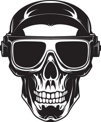 Gothic Futurism VR Glasses Skull Icon Tech Infused Skull Vector Art Design