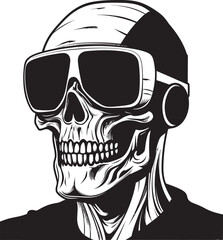 Skull in Virtual Reality Gothic Graphic Design VR Enhanced Skull Glasses Vector Art