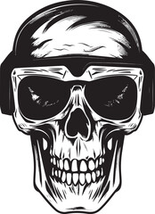 Obraz premium Skull in Digital Space Icon Design Tech Noir Skull VR Glasses Vector Art