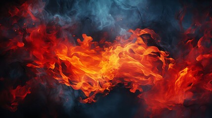 Fiery coals with smoke, top and bottom borders, white backdrop, vivid flames, intense heat atmosphere