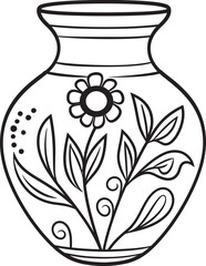 Simple Cartoon Vase Emblem Artistic Logo Elegant Cartoon Vase with Flowers Whimsical Design