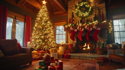 Fototapeta premium A cozy and festive New Year's Eve celebration inside a beautifully decorated living room