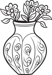 Elegant Cartoon Vase Emblem Whimsical Design Colorful Cartoon Floral Vase Art Clean Icon