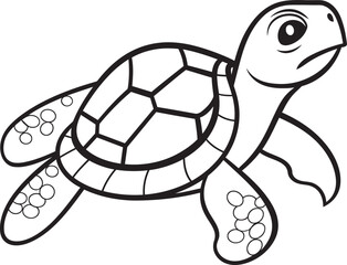 Chic Turtle Outline Whimsical Logo Perspective Simple Line Art Turtle Icon Modern Graphic Style