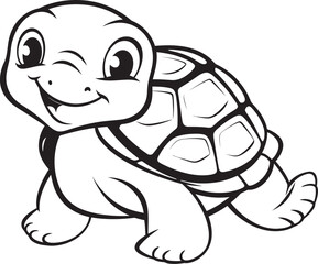 Elegant Turtle Badge Simple Logo Concept Whimsical Lineart Turtle Icon Minimalistic Graphic Representation