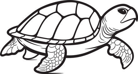 Clean Lineart Turtle Badge Elegant Logo Creation Sleek Turtle Outline Whimsical Graphic Symbol