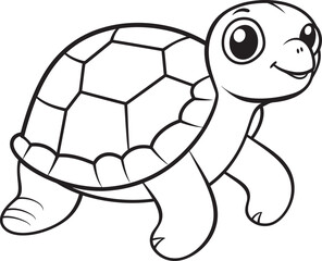 Sleek Turtle Outline Modern Graphic Symbol Whimsical Lineart Turtle Emblem Minimalist Vector Icon