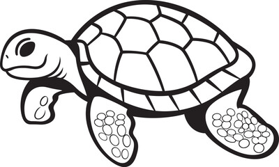 Sleek Turtle Outline Clean Vector Illustration Whimsical Lineart Turtle Badge Iconic Logo Symbol