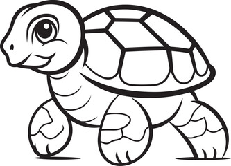 Clean Line Drawing of Turtle Modern Graphic Art Minimal Turtle Icon Simple Vector Representation