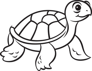 Chic Turtle Outline Whimsical Logo Perspective Simple Line Art Turtle Icon Modern Graphic Style