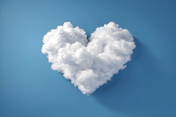 Heart shaped cloud. Symbol of love and romance on blue background.