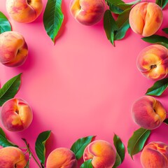 Summer Freshness with Vibrant Peaches and Leaves
