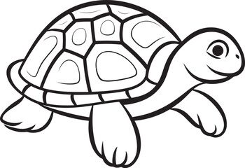 Clean Lineart Turtle Badge Elegant Logo Creation Sleek Turtle Outline Whimsical Graphic Symbol