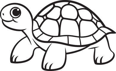 Minimalist Turtle Icon Whimsical Graphic Art Clean Line Art Turtle Badge Elegant Vector