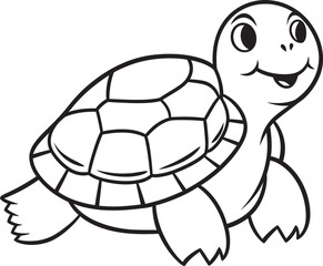Sleek Turtle Outline Minimal Graphic Art Whimsical Lineart Turtle Emblem Iconic Design