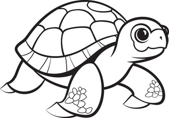 Chic Turtle Outline Whimsical Icon Concept Stylish Line Art Turtle Symbol Clean Vector Art