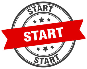 start stamp. start label on transparent background. round sign