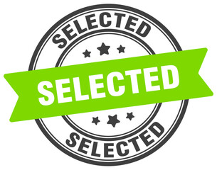 selected stamp. selected label on transparent background. round sign