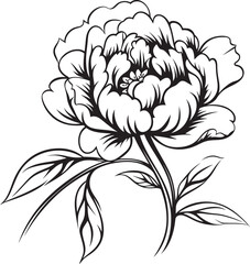 Simple Peony Logo Effective Design Elegant Peony Outline Chic Element