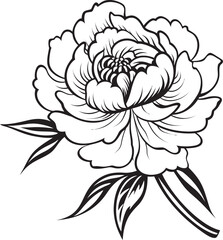 Chic Peony Outline Whimsical Perspective Simple Peony Icon Modern Graphic