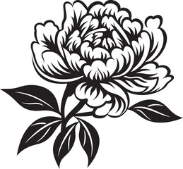 Elegant Peony Outline Clean and Simple Graphic Design Chic Peony Badge Whimsical Vector Icon
