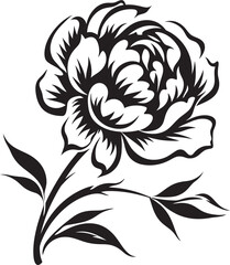 Chic Peony Flower Design Stylish Logo Symbol Clean and Simple Peony Vector Minimal Art Concept