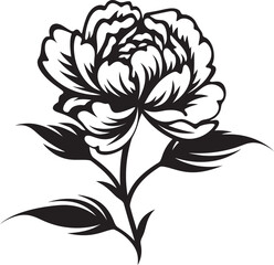 Clean and Minimal Peony Vector Whimsical Graphic Design Elegant Peony Outline Sleek Logo Creation
