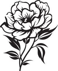 Chic Peony Flower Design Clean and Stylish Emblem Minimalist Peony Badge Elegant Graphic Art