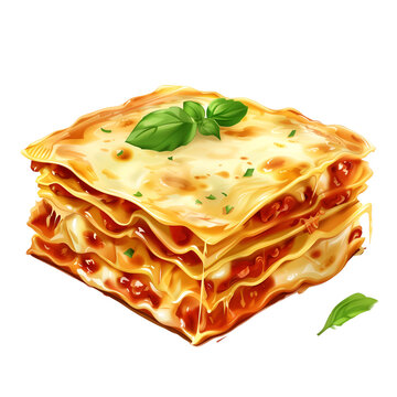 delicious lasagna dish with basil clip art preview