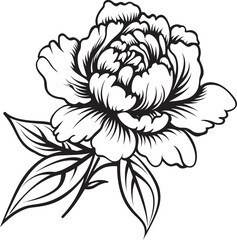 Simple Peony Logo Effective Design Elegant Peony Outline Chic Vector Element