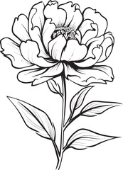 Modern Peony Symbol Minimal Representation Simple Peony Logo Elegant Graphic Design