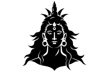 Lord Shiva face silhouette vector illustration