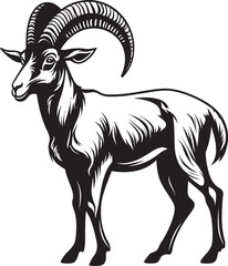 Simple Line Art Ibex Elegant Graphic Element Sleek Ibex Badge Minimalistic Logo Concept