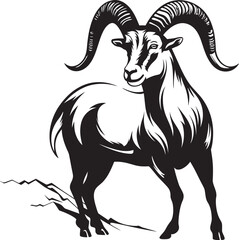 Chic Wild Ibex Graphic Stylish Vector Illustration Whimsical Ibex Emblem Minimal Representation