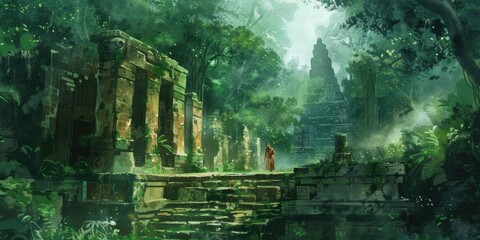 Mayan Shaman in Mystical Jungle