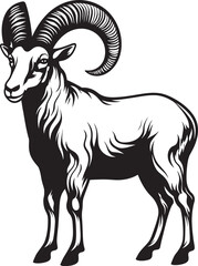 Simple Wild Ibex Graphic Minimalistic Vector Illustration Clean Line Art Ibex Stylish Badge Design