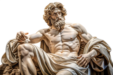 PNG A Marble Statue of a Reclining, Bearded, Curly-Haired Man