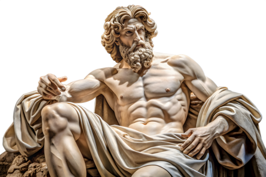PNG A Marble Statue of a Reclining, Bearded, Curly-Haired Man