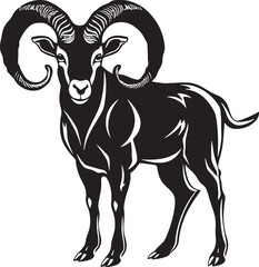 Whimsical Ibex Emblem Stylish Icon Design Minimal Ibex Symbol Clean Logo Illustration