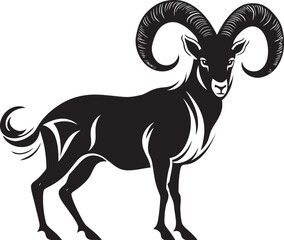 Minimalistic Ibex Symbol Simple Graphic Art Modern Ibex Logo Stylish Vector Concept