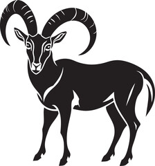 Whimsical Ibex Emblem Minimalistic Badge Simple Wild Ibex Graphic Elegant Icon Design