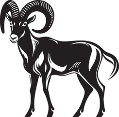 Simple Ibex Logo Sleek Emblem Elegant Ibex Outline Minimalistic Vector Art