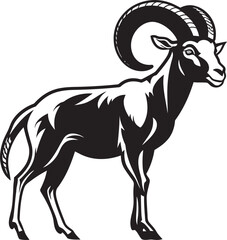 Whimsical Ibex Emblem Stylish Icon Design Minimal Ibex Symbol Clean Logo Illustration