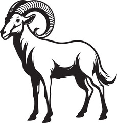 Simple Ibex Illustration Whimsical Emblem Design Clean Line Art Ibex Chic Vector Symbol