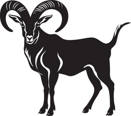 Elegant Ibex Outline Whimsical Graphic Concept Minimalist Wild Ibex Vector Sleek Icon Design