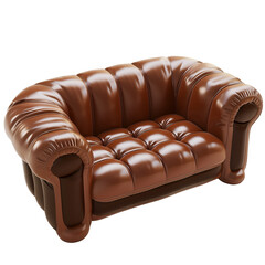 Naklejka premium Brown Leather Inflatable Sofa, Isolated on a Transparent Background, Graphic Resource