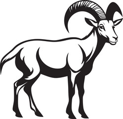 Elegant Ibex Outline Stylish Emblem Design Minimalist Wild Ibex Vector Clean and Modern Graphic