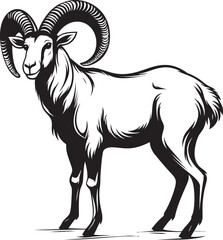 Simple Ibex Vector Sleek Graphic Art Whimsical Ibex Emblem Chic Icon Design