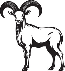 Simple Ibex Logo Minimalistic Emblem Art Elegant Ibex Outline Whimsical Graphic Concept